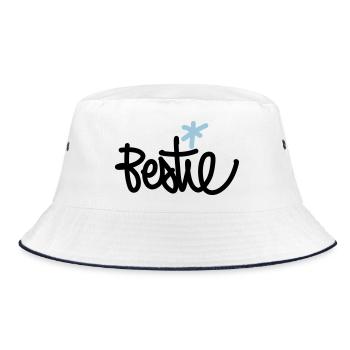 Bestie - Beste Freundin - Bucket Hat - Weiß/Navy - Vorne