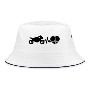 Motorcycling is life Heartbeat for bikers - Bucket Hat - white/navy - Front