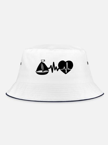 Sailing is life, heartbeat for captain and sailor - Bucket Hat - white/navy - Front