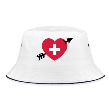 Heart - Swiss Cross Arrow (I Love Switzerland, 3C) - Bucket Hat - white/navy - Front