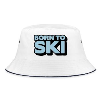 born to ski 2 col - Bucket Hat - Weiß/Navy - Vorne