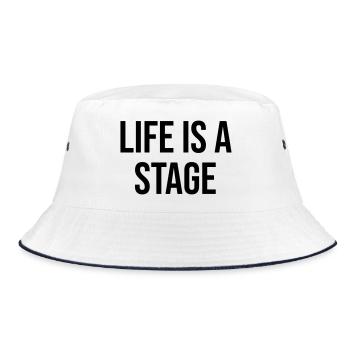 Life Is A Stage Design Geschenk - Bucket Hat - Weiß/Navy - Vorne