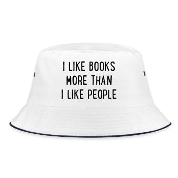 Bücher - Bucket Hat - Weiß/Navy - Vorne
