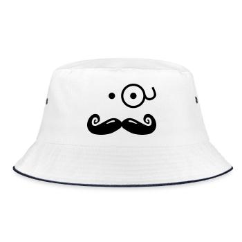 gentlemans mustache with glass / sir - Bucket Hat - white/navy - Front