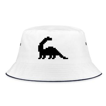 Dinosaur Brontosaurus Pixel - Bucket Hat - white/navy - Front