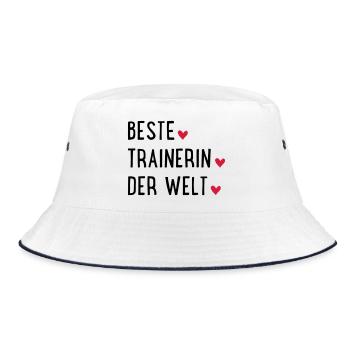Beste Trainerin der Welt - Bucket Hat - Weiß/Navy - Vorne