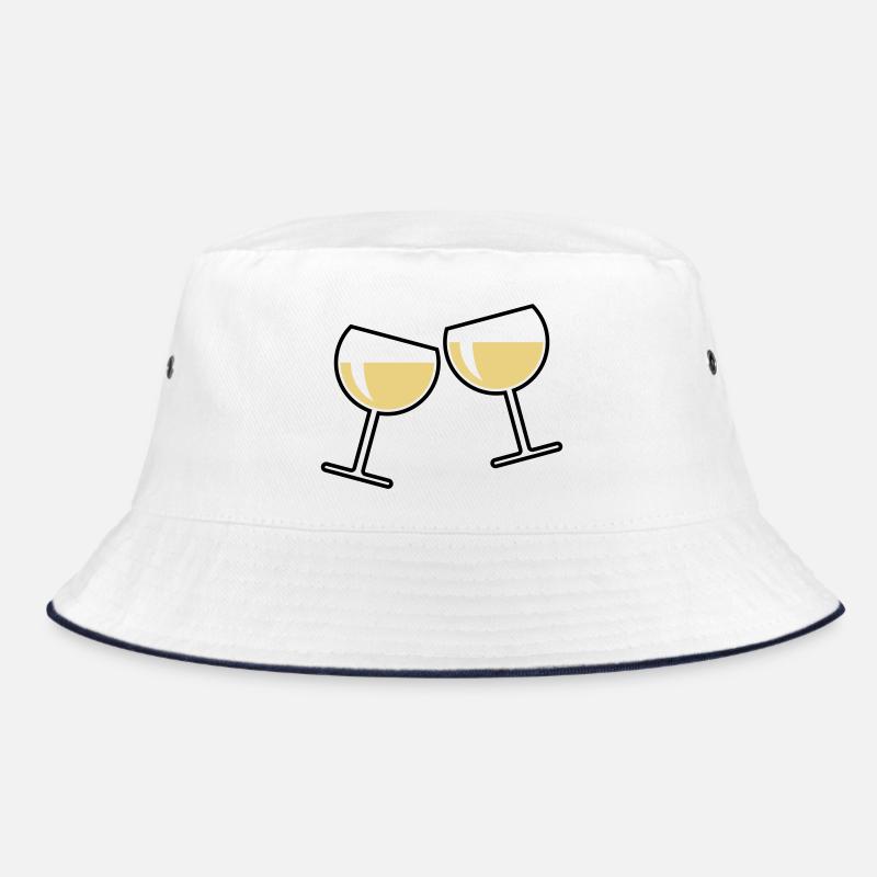 2 White Wine Glasses (Cheers / Round / Closed 2C) Bucket Hat