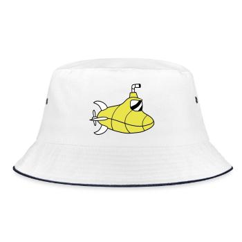 U-Boot Unterseeboot Tauchgang Tauchboot Kapitän - Bucket Hat - Weiß/Navy - Vorne
