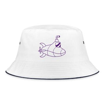 U-Boot Unterseeboot Tauchgang Tauchboot Kapitän - Bucket Hat - Weiß/Navy - Vorne
