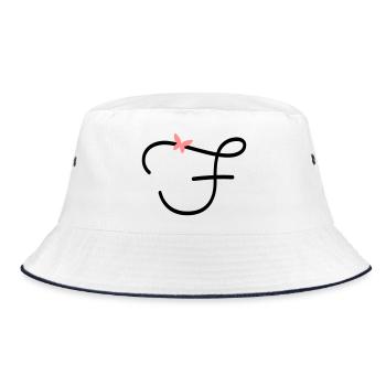 Letter F Butterfly Letter - Bucket Hat - white/navy - Front