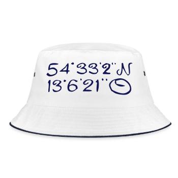 Mittelpunkt der Insel - Bucket Hat - Weiß/Navy - Vorne