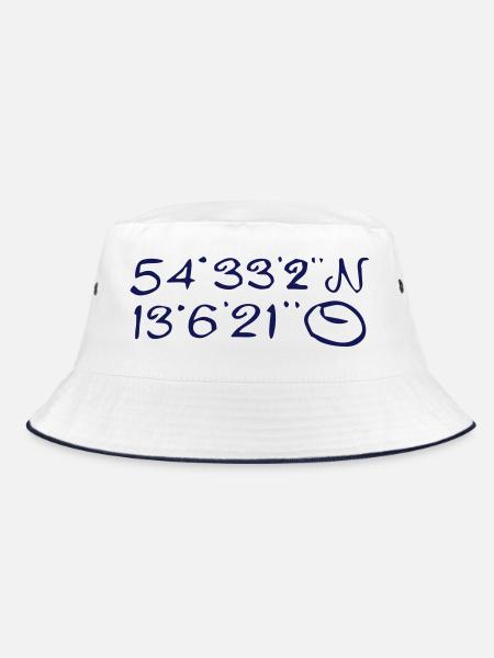 Mittelpunkt der Insel - Bucket Hat - Weiß/Navy - Vorne