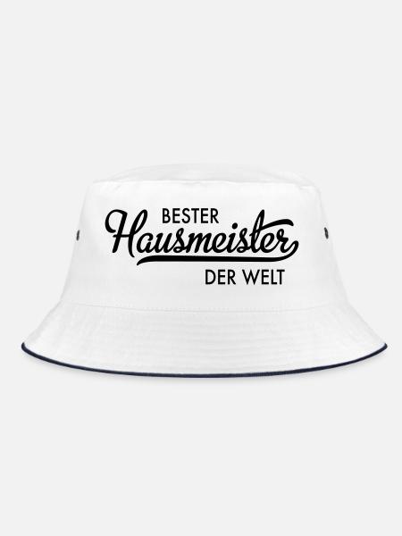 Bester Hausmeister der Welt - Bucket Hat - Weiß/Navy - Vorne