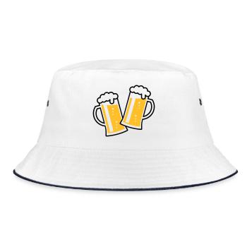 2 Toasting German Beer Steins (Cheers / 2C) - Bucket Hat - white/navy - Front
