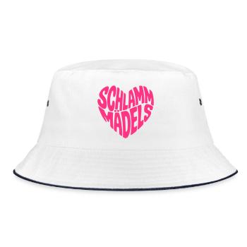 Schlamm Mädels in Herz Form (Farbe änderbar) - Bucket Hat - Weiß/Navy - Vorne