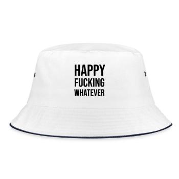 Happy Fucking Whatever - Bucket Hat - white/navy - Front