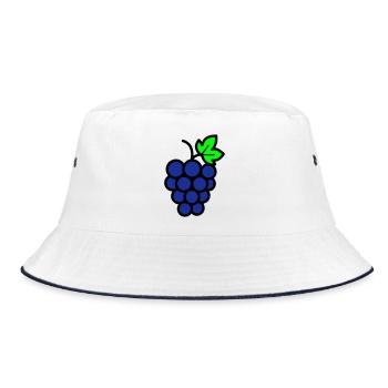 Weintrauben Comic - Bucket Hat - Weiß/Navy - Vorne