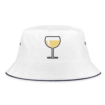 White Wine Glass (Round / Closed / 2C) - Bucket Hat - white/navy - Front