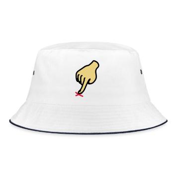 show cross - here 3 - Bucket Hat - white/navy - Front