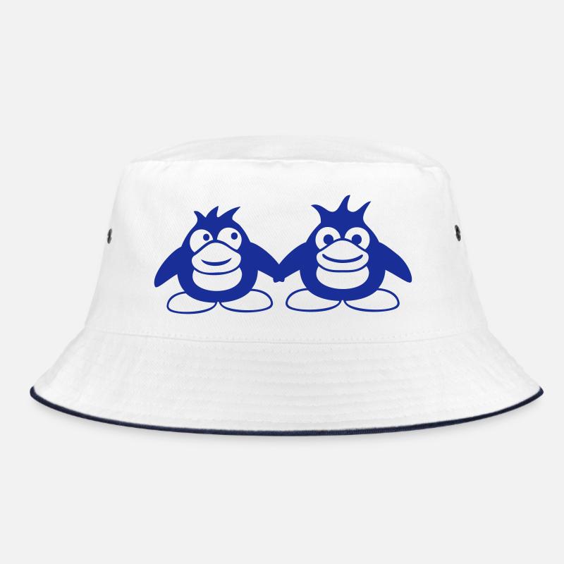 Pinguin zwei Freunde 2 Team Paar halten Hände Crew Bucket Hat