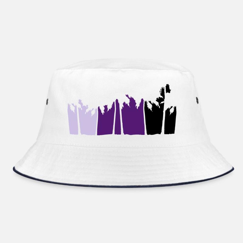Palmen Insel Bäume Strand Urlaub Streifen Meer - Bucket Hat - Weiß/Navy
