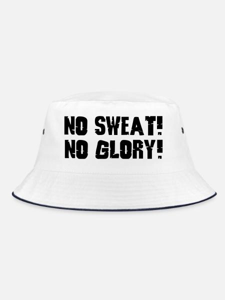 no sweat no glory - Bucket Hat - Weiß/Navy - Vorne