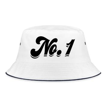 No. 1 - Bucket Hat - white/navy - Front