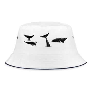 Whale tail - Whale fluke - Queues de baleines - Bucket Hat - white/navy - Front