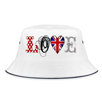 Love UK Black - Bucket Hat - Weiß/Navy - Vorne