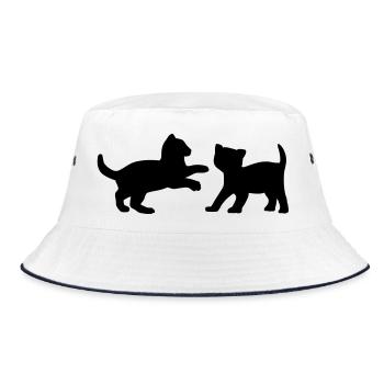 Zwei Kätzchen, die - Bucket Hat - Weiß/Navy - Vorne