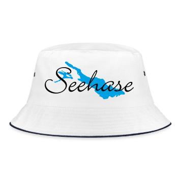 Seehase vom Bodensee für helle Shirts - Bucket Hat - Weiß/Navy - Vorne