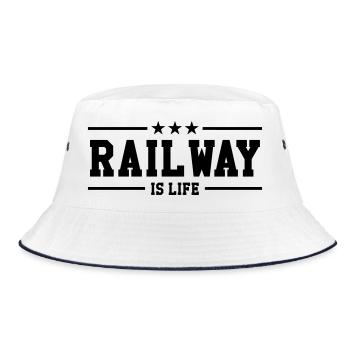 Eisenbahner / Eisenbahnen / Eisenbahn / Bahn - Bucket Hat - Weiß/Navy - Vorne