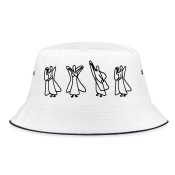 Waldorf Buchstaben "NEIN" - Bucket Hat - Weiß/Navy - Vorne