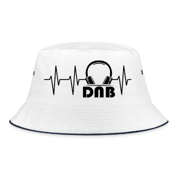dnb heartbeat headphones drum n bass pulse logo - Bucket Hat - white/navy - Front