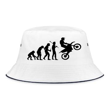 Evolution Affe zu Motocross - Bucket Hat - Weiß/Navy - Vorne