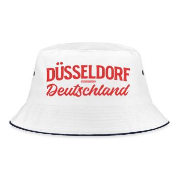 Düsseldorf Deutschland Retro Schriftlogo - Bucket Hat - Weiß/Navy - Vorne
