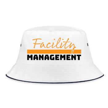 Tshirt Facility Management orange black - Bucket Hat - white/navy - Front