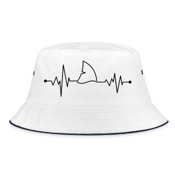 Heartbeat shark fin - Bucket Hat - white/navy - Front