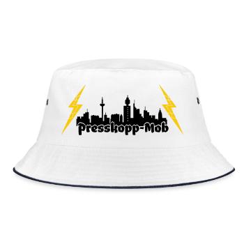 Presskopp Mob - ffm Skyline - Bucket Hat - Weiß/Navy - Vorne