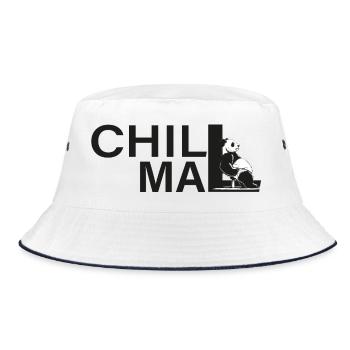 chill mal panda relax entspann dich - Bucket Hat - Weiß/Navy - Vorne