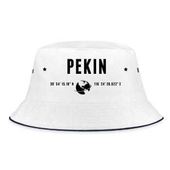 Beijing Stylized Geographical Coordinates - Bucket Hat - white/navy - Front