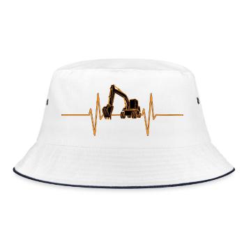Herzschlag mit Bagger - Bucket Hat - Weiß/Navy - Vorne