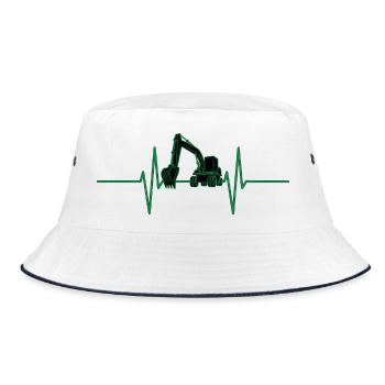 Herzschlag mit Bagger - Bucket Hat - Weiß/Navy - Vorne