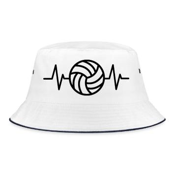 herzschlag volleyball Volleyballer Puls Beach Logo - Bucket Hat - Weiß/Navy - Vorne