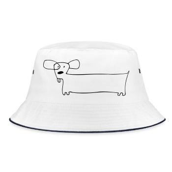 01 Doggie Long - Bucket Hat - white/navy - Front