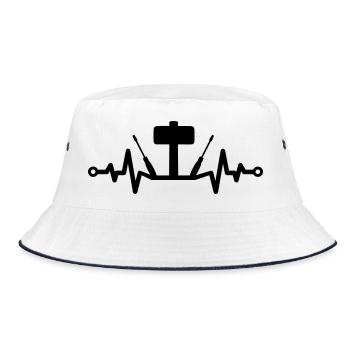Tool Heartbeat – Hammer and Screwdriver - Bucket Hat - white/navy - Front