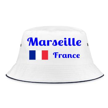 Marseille, France- Imprimés élégants - Bob - blanc/marine - Devant