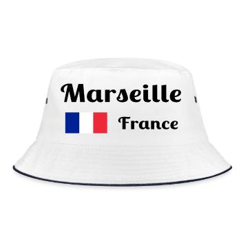 Marseille, France- Imprimés élégants - Bob - blanc/marine - Devant