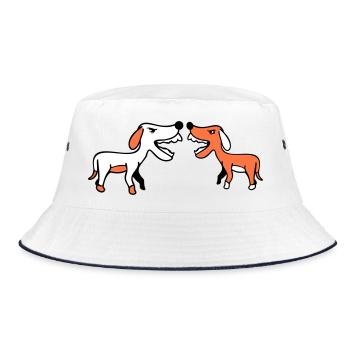 2 dogs bark loudly at Nasty Fight Biting Team - Bucket Hat - white/navy - Front