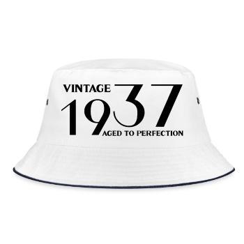 Vintage 1937 aged to perfection - Bucket Hat - white/navy - Front